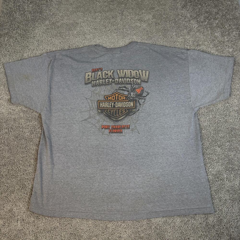 Harley-Davidson Shirt Mens 3XL Gray Black Widow Port Charlotte Graphic